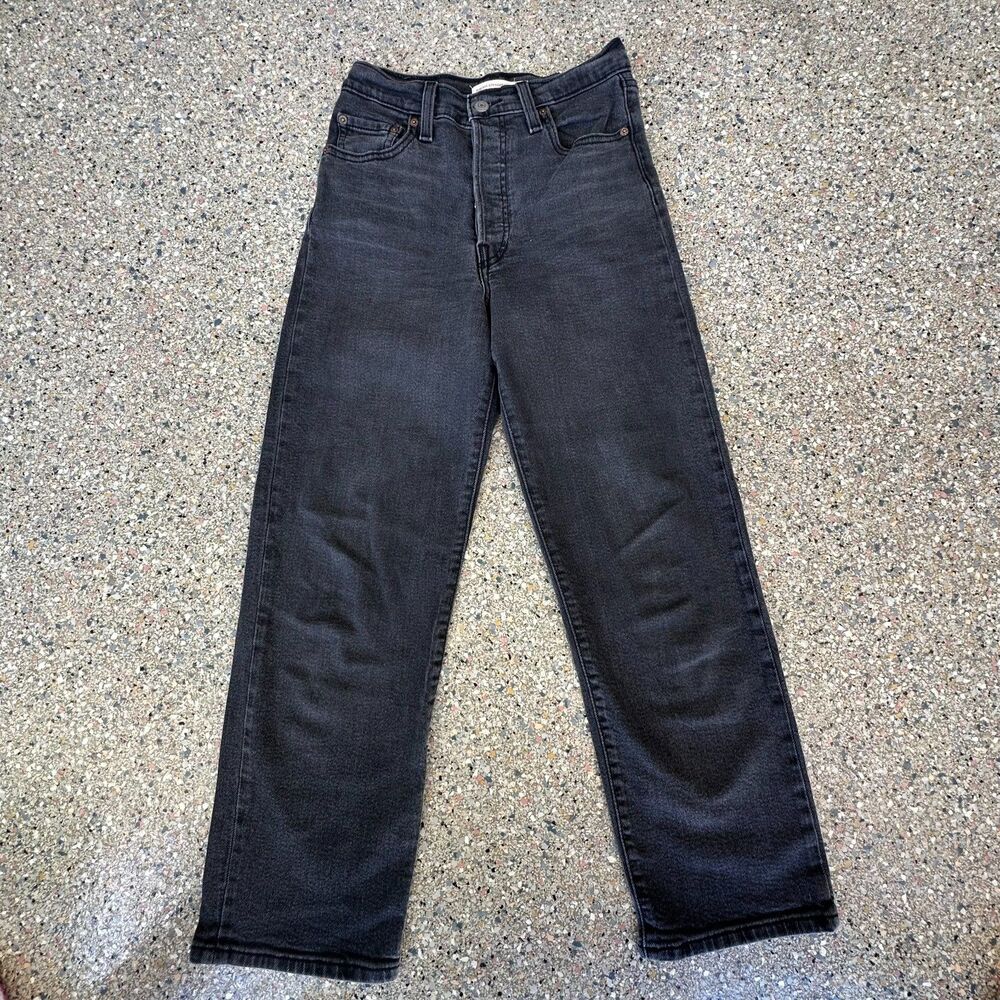 Levi's Women's Ribcage Straight Ankle Black Vintage Wash Denim Size 25